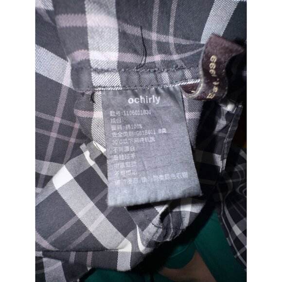 Ochirly Plaid Ruffled‎ Blouse Small Black/White Western Prairie Cottage Preppie - Picture 12 of 12